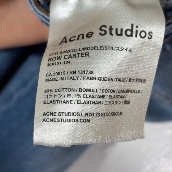 Acne Studio Jeans Womens 24 Row Carter Medium Wash Denim - Picture 5 of 6